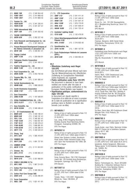 Bulletin 2011/27 - European Patent Office