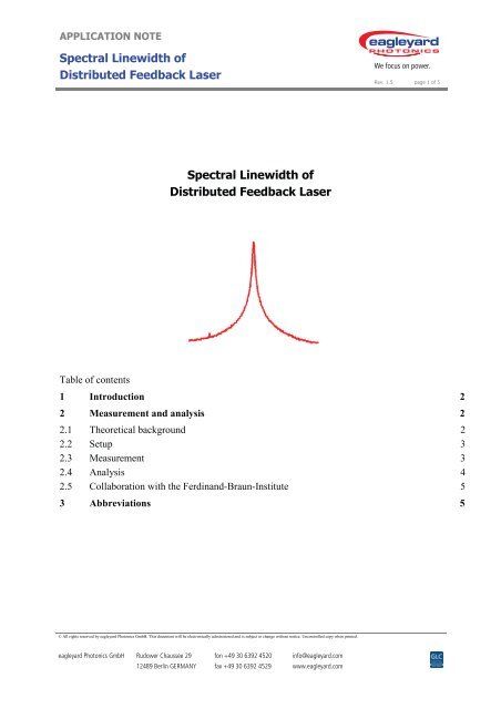 Spectral Linewidth Formula Spectral Linewidth of Distributed Feedback Laser Spectral Linewidth ...