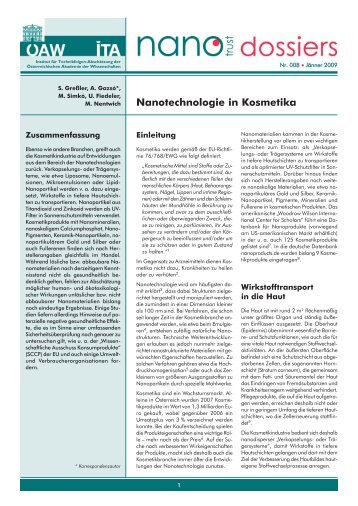 Nanotechnologie in Kosmetika - Österreichische Akademie der ...