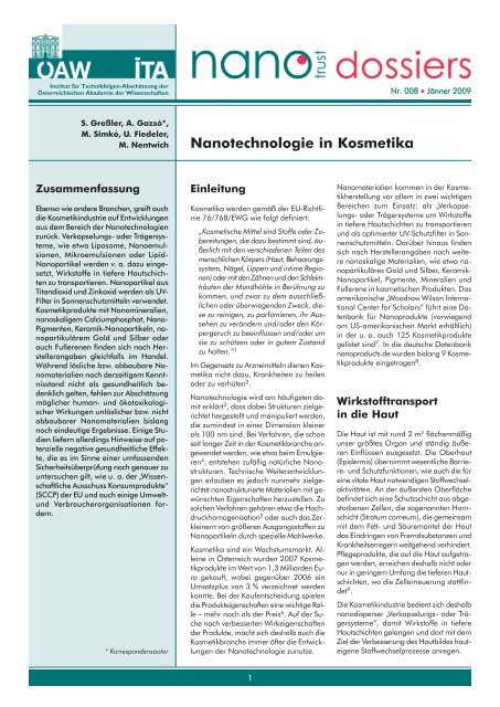 Nanotechnologie in Kosmetika - Österreichische Akademie der ...