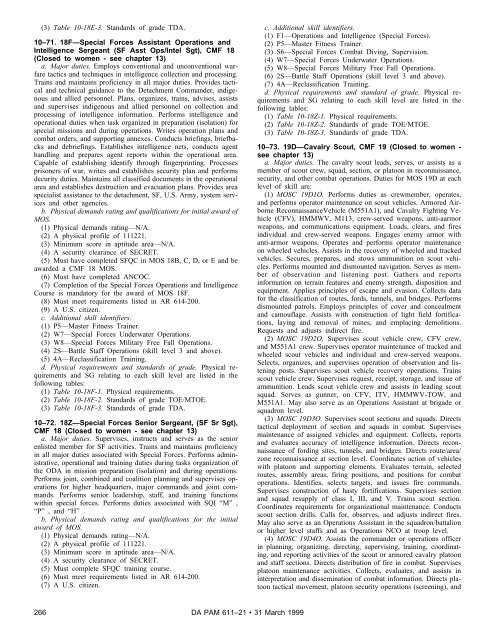 Military Occupational Classification and Structure - U.S. Army