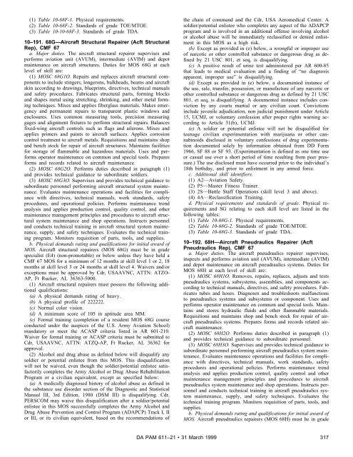 Military Occupational Classification and Structure - U.S. Army