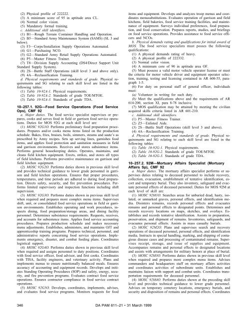 Military Occupational Classification and Structure - U.S. Army