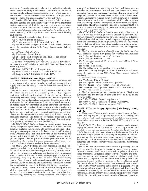 Military Occupational Classification and Structure - U.S. Army