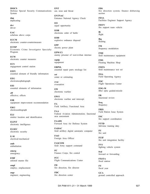 Military Occupational Classification and Structure - U.S. Army