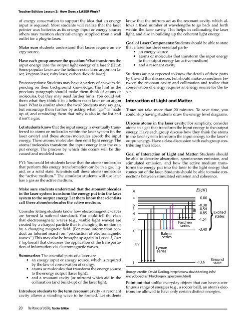 The Physics of LASERs - American Physical Society