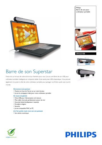 Philips Barre de son pour ordinateur portable - Fiche Produit - FRA