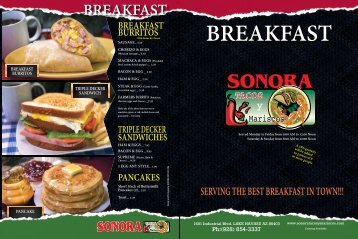 Sonora Tacos y Mariscos Breakfast Menu