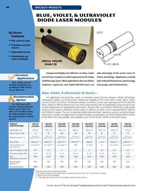 Laser Diode Products for the OEM - Power Technology, Inc.