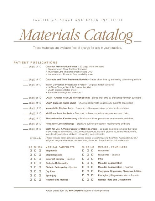 Materials Catalog - PCLI