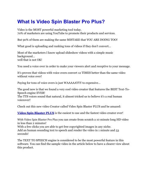 Video Spin Blaster Pro Review-MEGA $22,400 Bonus & 65% DISCOUNT 