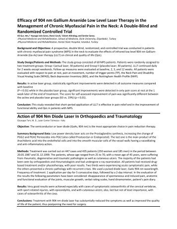 Efficacy of 904 nm Gallium Arsenide Low Level Laser Therapy in the ...