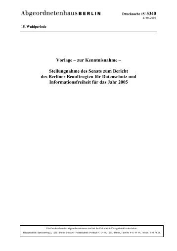 15/5340 vom 27.06 - Berliner Beauftragter für Datenschutz und ...