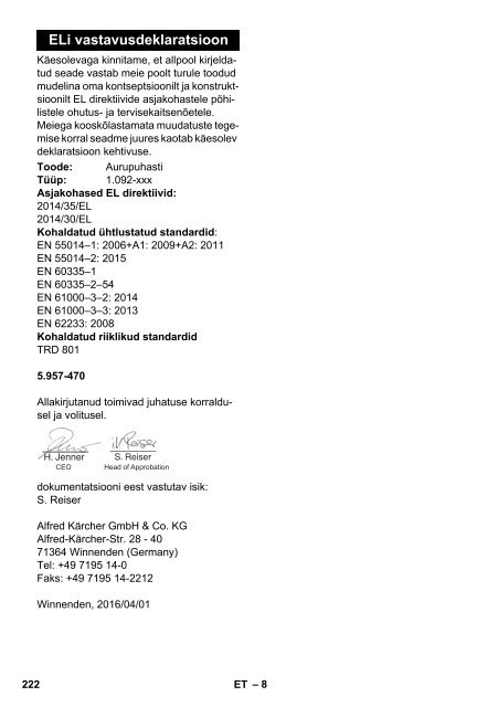 Karcher SG 4/4 - manuals