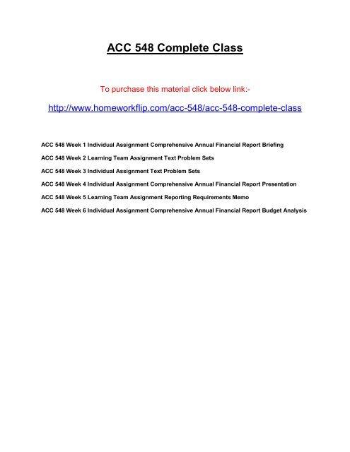 ACC 548 Complete Class