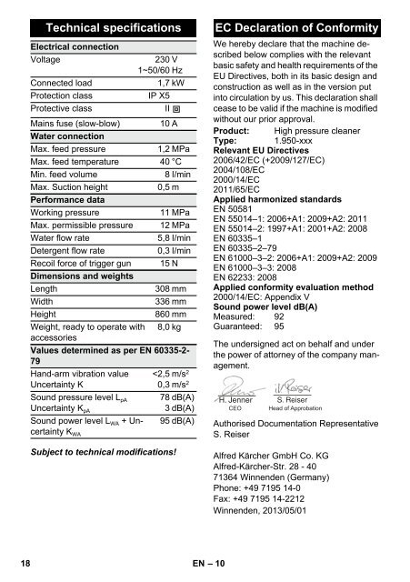 Karcher Nettoyeur haute pression K 380 M + - manuals
