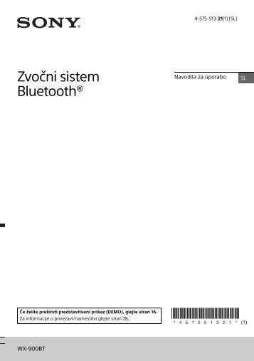 Sony WX-900BT - WX-900BT Istruzioni per l'uso Sloveno