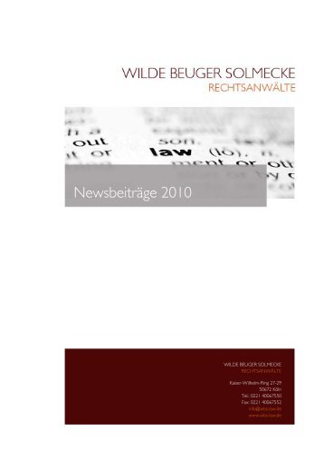 Newsbeiträge 2010 - WILDE BEUGER SOLMECKE Rechtsanwälte