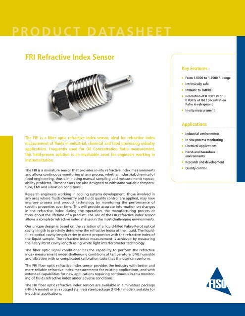 isweek FRI Fiber Optic Refractive Index Sensor 