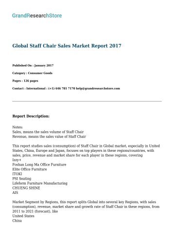 Global Staff Chair Sales Market Report 2017