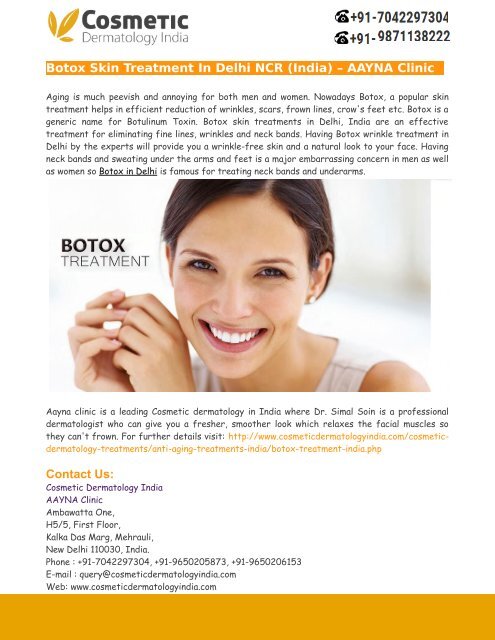 Botox Skin Treatment In Delhi NCR (India) – AAYNA Clinic