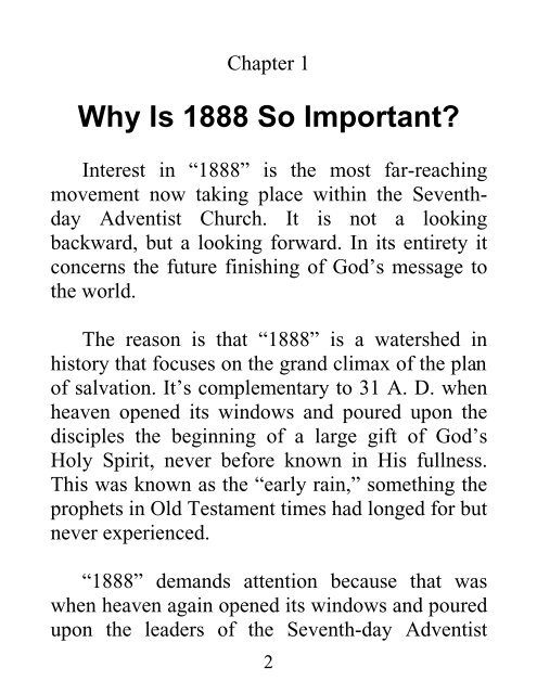 What Is "the 1888 Message" & Why Is 1888 So Important? - 1888 Message Study Committee