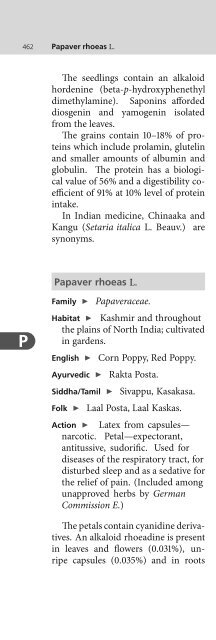 Indian Medicinal Plants An Illustrated Dictionary