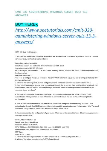 CMIT 320 ADMINISTERING WINDOWS SERVER QUIZ 13.3 ANSWERS