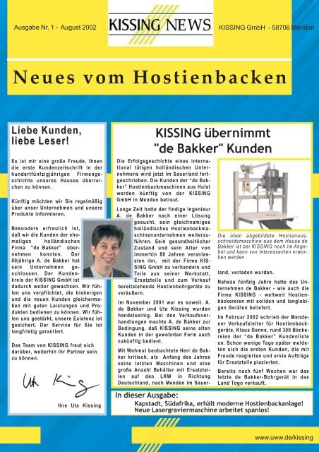 "de Bakker" Kunden - Kissing GmbH