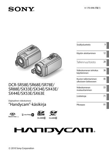 Sony DCR-SR88E - DCR-SR88E Istruzioni per l'uso Finlandese