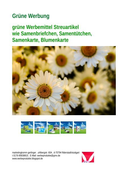 Grüne Werbung, Werbemittel-Streuartikel wie Samenbriefchen, Samenkarten