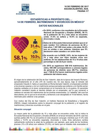 14 DE FEBRERO MATRIMONIOS Y DIVORCIOS EN MÉXICO” DATOS NACIONALES