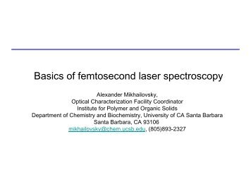 Basics of femtosecond laser spectroscopy - Department of ...