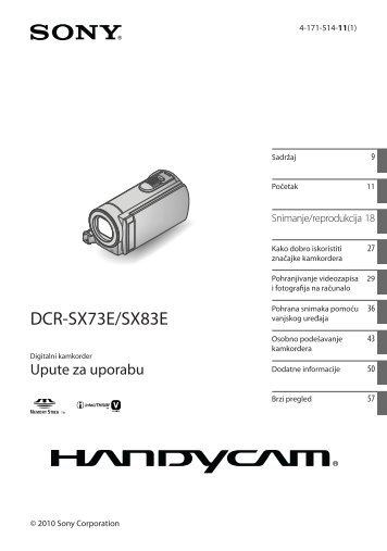 Sony DCR-SX83E - DCR-SX83E Istruzioni per l'uso Croato