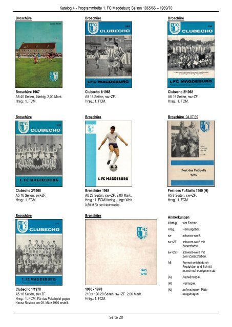 Jahreskatalog Saison 1965/66 - 1969/70
