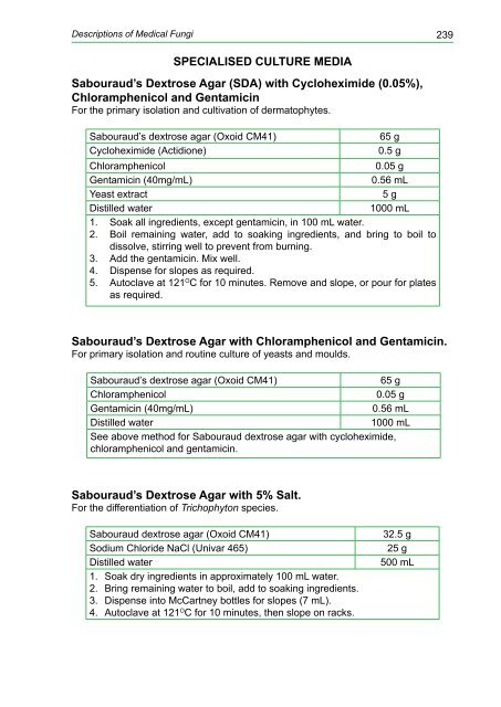 DESCRIPTIONS OF MEDICAL FUNGI