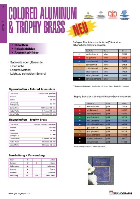 MATERIALKATALOG - Gravograph