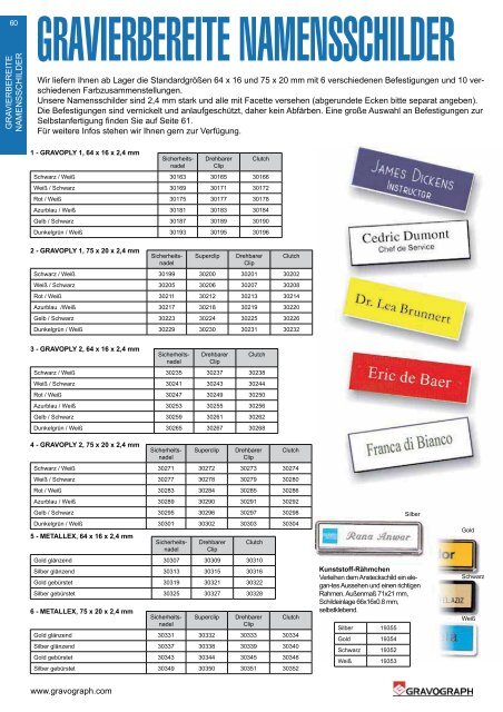 MATERIALKATALOG - Gravograph