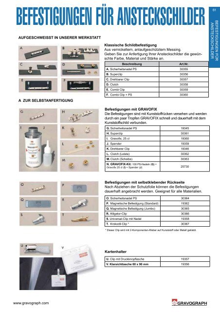 MATERIALKATALOG - Gravograph