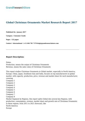 Global Christmas Ornaments Market Research Report 2017