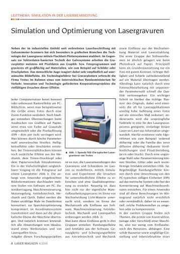 simulation und optimierung von Lasergravuren - Laser Magazin