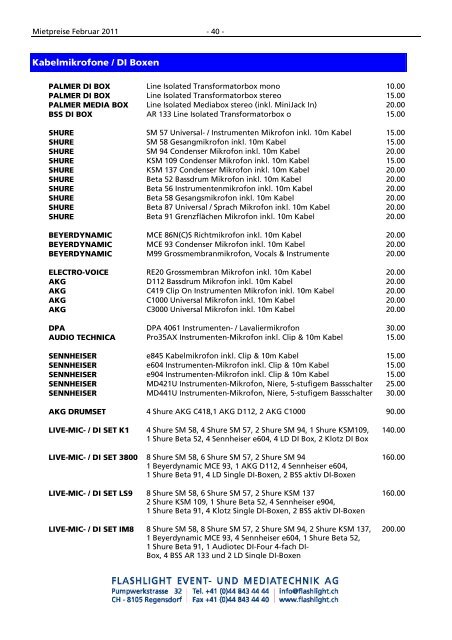 MIETPREISE - Kling & Freitag - Kling und Freitag