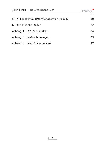 PCAN-MIO - Benutzerhandbuch - PEAK-System