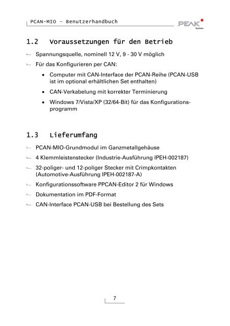 PCAN-MIO - Benutzerhandbuch - PEAK-System