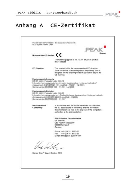 PCAN-B10011S - Benutzerhandbuch - PEAK-System
