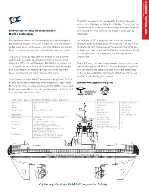 SDMTM Ship Docking Modules - Seabulk Towing, Inc.