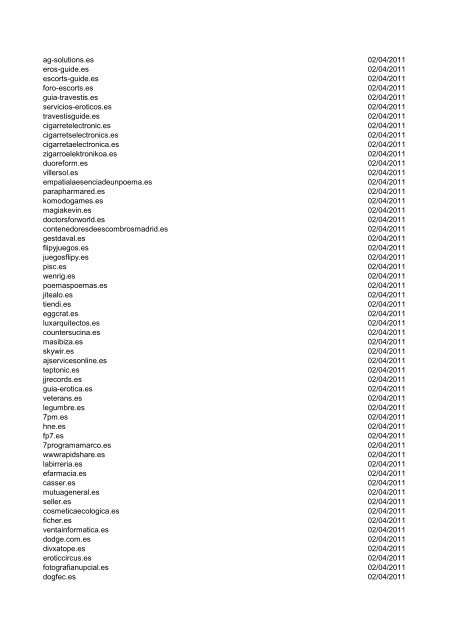 Altas por mes (ver pdf) - Dominios.es