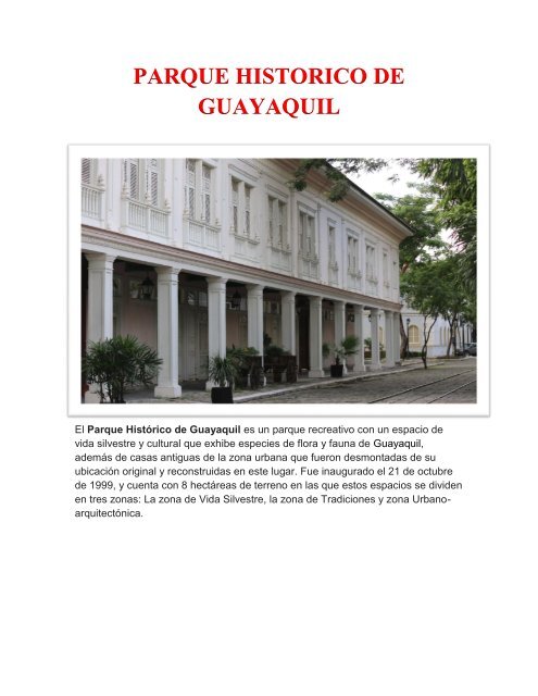 PARQUE HISTORICO DE GUAYAQUIL