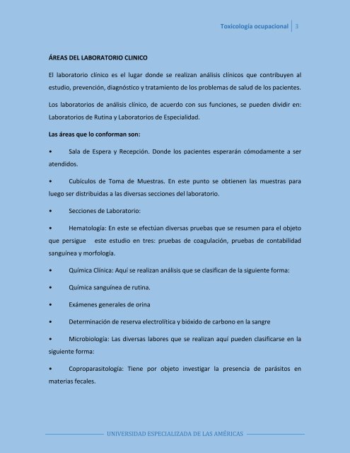 Secciones del laboratorio clinico Secciones del laboratorio clinico