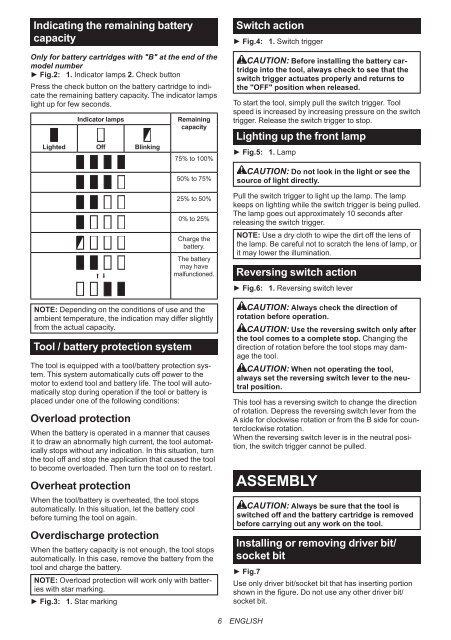 Makita Visseuse &agrave; chocs 18 V Li-Ion 170 Nm (Produit seul) - DTD153Z - Notice